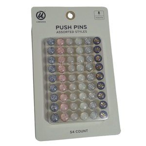 Fashion Push Pins 54 Count Assorted Patterns #4849T Multi Color Brand New